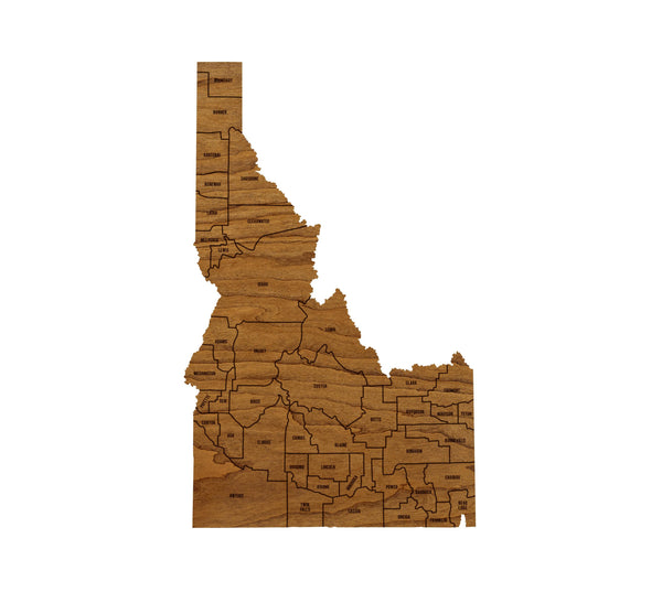 Idaho County Map Wall Hanging - Crafted from Cherry or Maple Wood