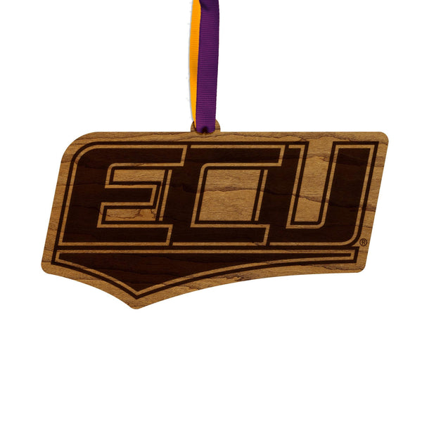 East Carolina University Flying ECU on State Ornament – Crafted from Cherry and Maple Wood –ECU Pirates
