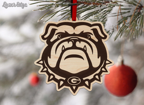 University of Georgia Bulldog Ornament - Crafted from Cherry or Maple Wood - Georgia Bulldogs