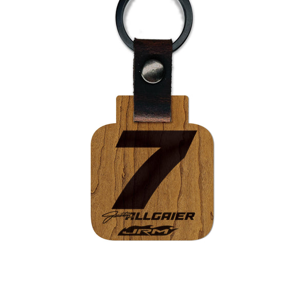 Justin Allgaier #7 Wooden Keychain  | Crafted from Cherry and Maple Wood | Made in USA | Officially Licensed by JR Motorsports