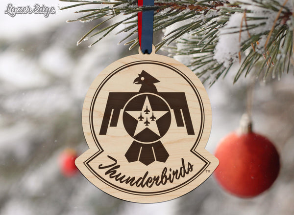 United States Air Force Thunderbirds Ornament – Crafted from Cherry or Maple Wood