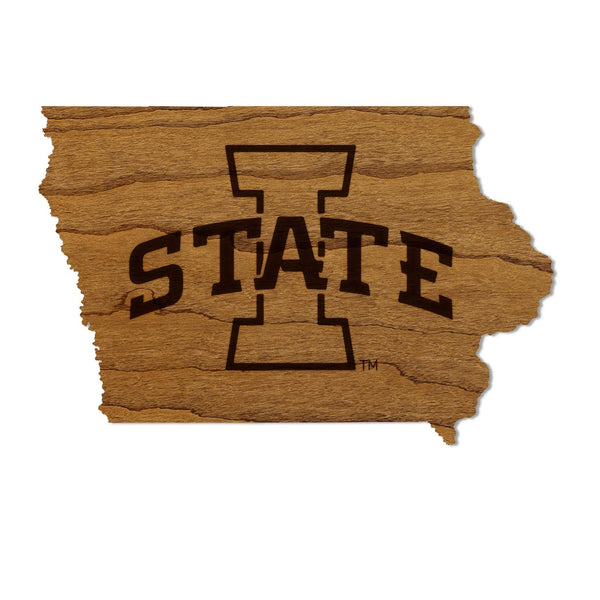 Iowa State University Logo on State Magnet - Crafted from Cherry or Maple Wood - Iowa State Cyclones