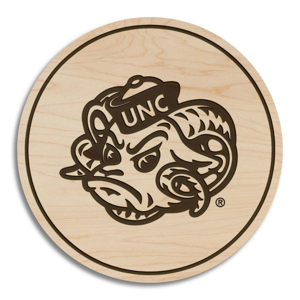 University of North Carolina Chapel Hill Ramses Coaster – Crafted from Cherry or Maple Wood – UNC Tarheels
