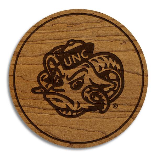 University of North Carolina Chapel Hill Ramses Coaster – Crafted from Cherry or Maple Wood – UNC Tarheels