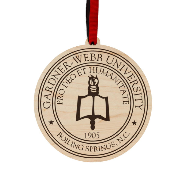 Gardner Webb University Seal Ornament – Crafted from Cherry Wood – Gardner Webb Bulldogs