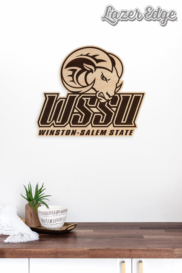 Winston-Salem State University Rams Wall Hanging - Crafted from Cherry and Maple Wood - WSSU Rams