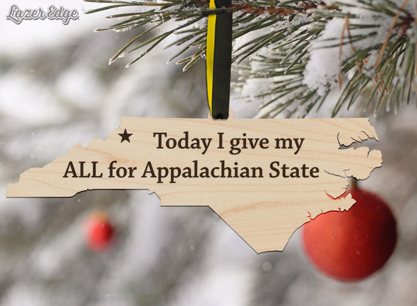 Appalachian State Give My All Ornament – Crafted from Cherry and Maple Wood – App State Mountaineers