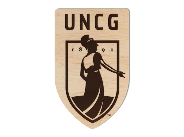 University of North Carolina Greensboro Academic Logo Wall Hanging – Crafted from Cherry and  Maple Wood - UNCG Spartans