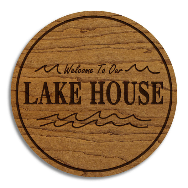 Welcome To Our Lake House Coaster – Crafted from Cherry or Maple Wood