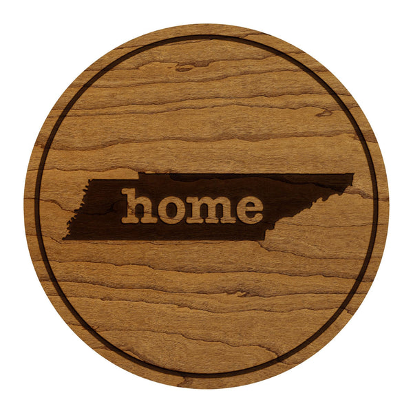 Tennessee Home State Map Coaster - Crafted from Cherry or Maple Wood