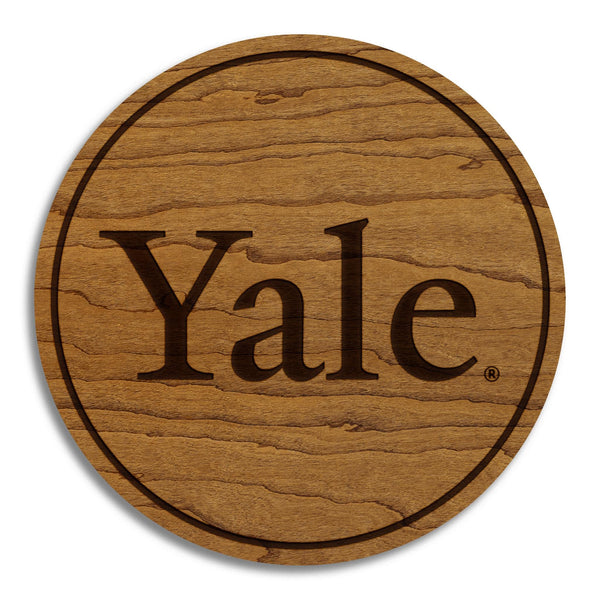 Yale University Wordmark Coaster – Crafted from Cherry or Maple Wood – Yale Bulldogs