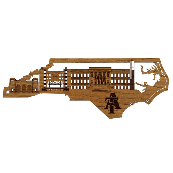 NCAT Aggies Skyline Wall Hanging - Crafted from Cherry or Maple Wood