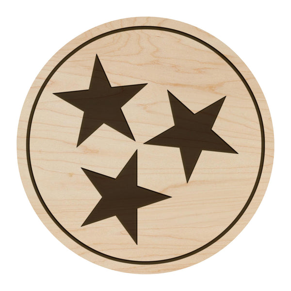 Tennessee State Flag Coaster - Crafted from Cherry or Maple Wood