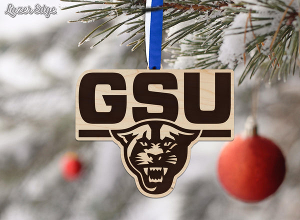 Georgia State University Logo Ornament – Crafted from Cherry Wood and Maple