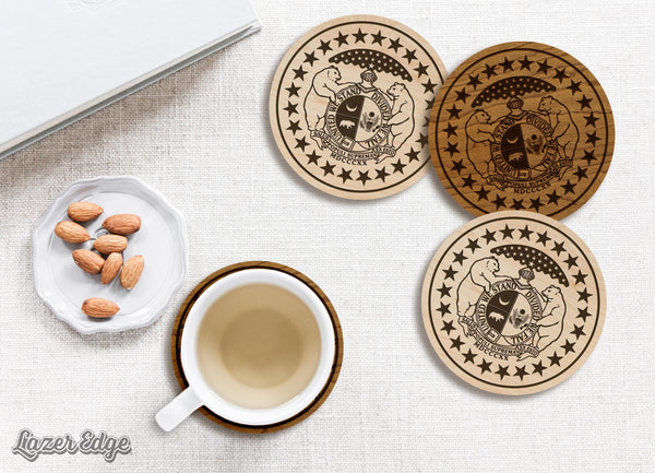 Missouri State Flag Coaster - Crafted from Cherry or Maple Wood