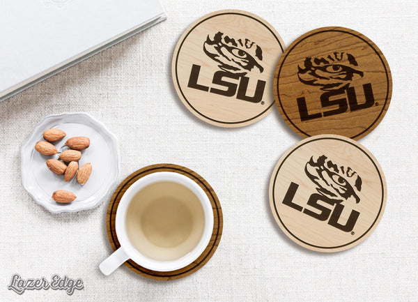 Louisiana State University Tigers Coaster – Crafted from Cherry or Maple Wood – LSU Tigers