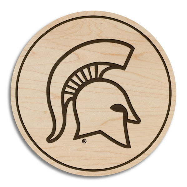 Michigan State University Spartan Coaster – Crafted from Cherry or Maple Wood – Michigan State Spartans