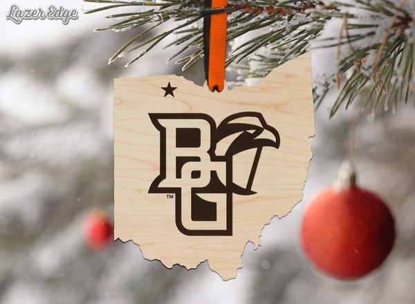 Bowling Green State University Falcons Ornament – Crafted from Cherry and Maple Wood – BGSU Falcons