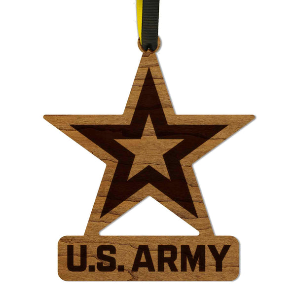 United States Army Emblem Ornament – Crafted from Cherry or Maple Wood