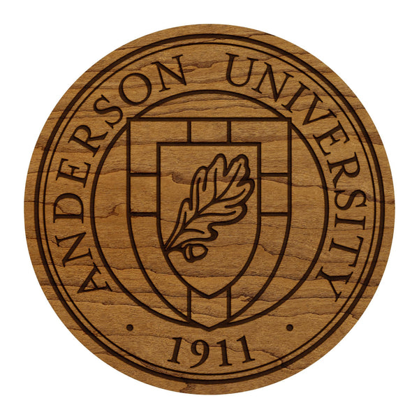 Anderson University Seal Coasters – Crafted from Cherry Wood – Anderson Trojans