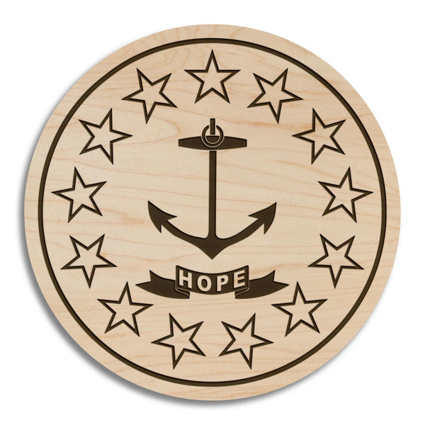Rhode Island State Flag Coaster - Crafted from Cherry or Maple Wood