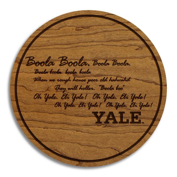 Yale University Fight Song Coaster – Crafted from Cherry or Maple Wood – Yale Bulldogs