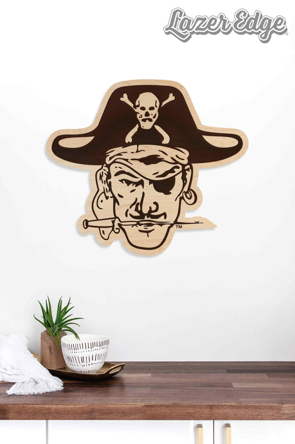 East Carolina University Pirate Head Wall Hanging - Crafted from Cherry and Maple Wood - ECU Pirates