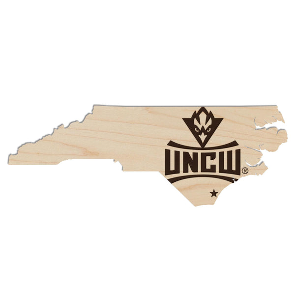 University of North Carolina at Wilmington Logo on State Magnet - Crafted from Cherry or Maple Wood - UNCW Seahawks