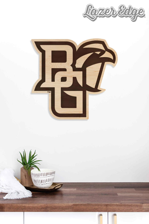 Bowling Green State University BG with Falcon Wall Hanging - Crafted from Cherry or Maple Wood - BGSU Falcons