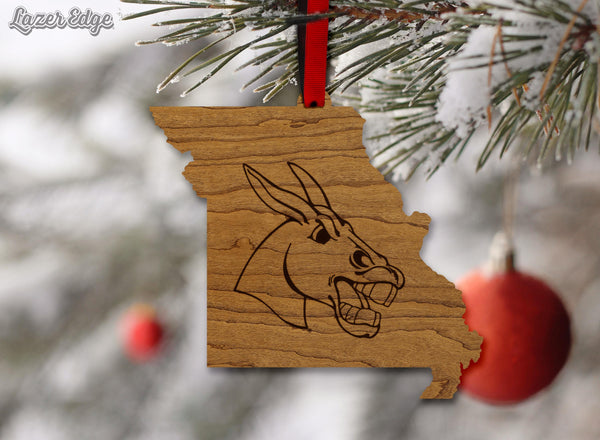 University of Central Missouri Mules Ornament – Crafted from Cherry and Maple Wood – Central Missouri Mules