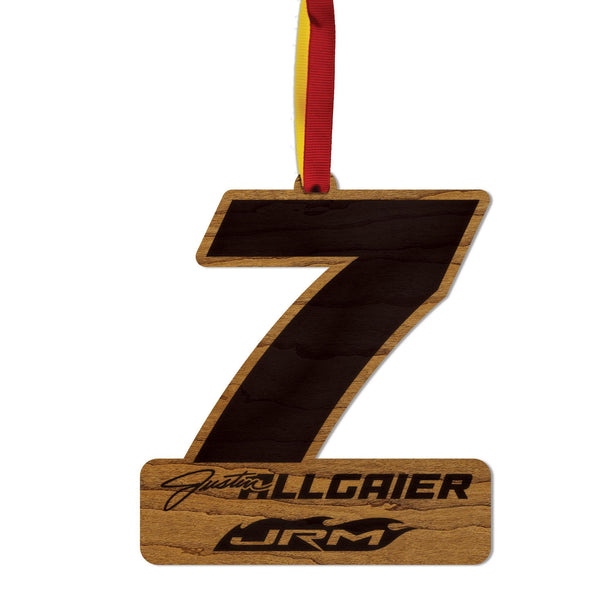 Justin Allgaier #7 Wooden Ornament  | Crafted from Cherry and Maple Wood | Made in USA | Officially Licensed by JR Motorsports
