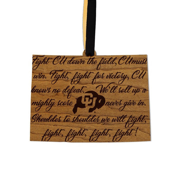 University of Colorado Fight Song Ornament – Crafted from Cherry and Maple Wood – Colorado Buffaloes