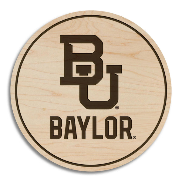 Baylor University Stacked Wordmark Coaster – Crafted from Cherry or Maple Wood – Baylor Bears