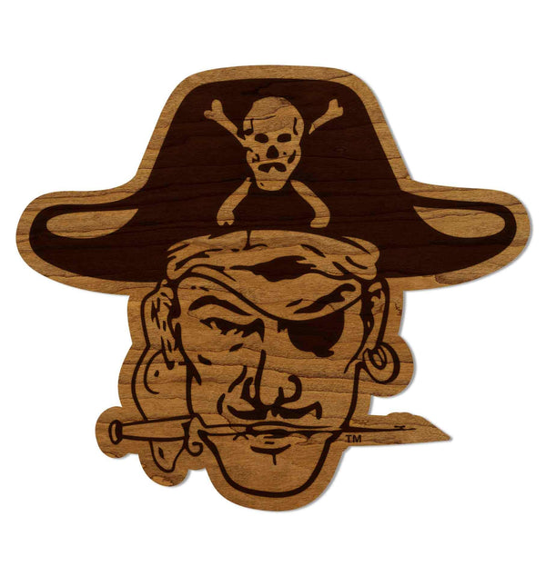 East Carolina University Pirate Head Wall Hanging - Crafted from Cherry and Maple Wood - ECU Pirates