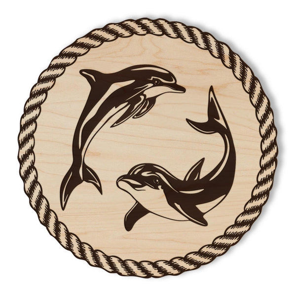Dolphins Wooden Coaster - Crafted from Cherry or Maple Wood