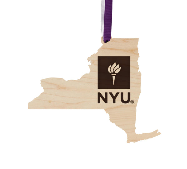New York University Torch Ornament – Crafted from Cherry or Maple Wood – NYU Bobcats