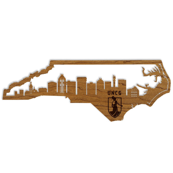 University of North Carolina Greensboro Skyline Wall Hanging – Crafted from Cherry and  Maple Wood