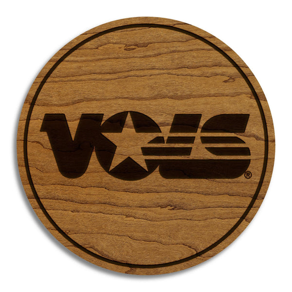 University of Tennessee VOLS Coaster – Crafted from Cherry or Maple Wood – Tennessee Volunteers