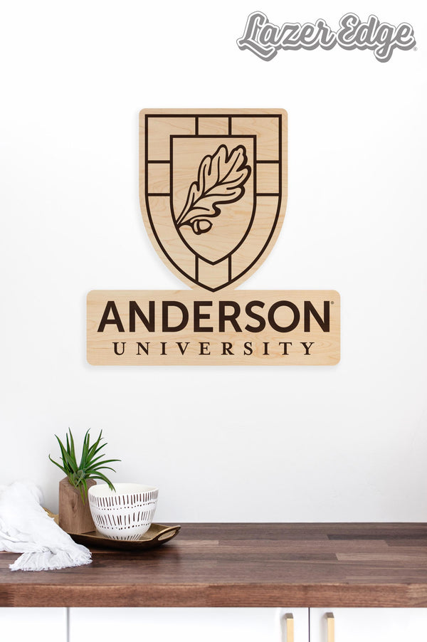 Anderson University Institution Mark Wall Hanging - Crafted from Cherry or Maple Wood - Anderson Trojans