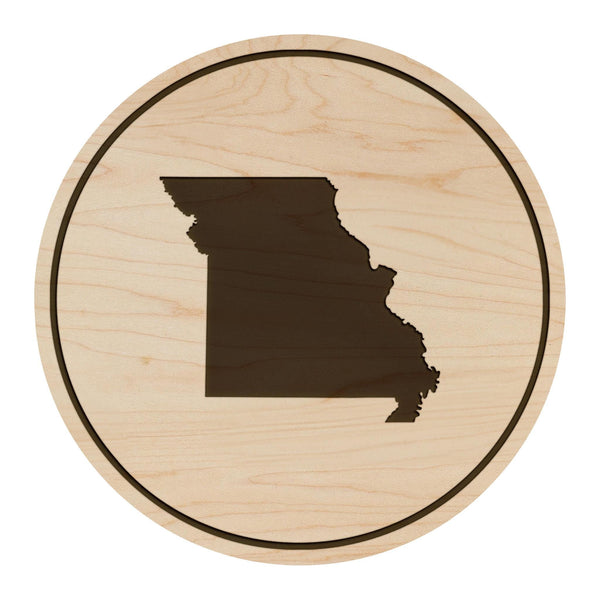 Missouri State Map Coaster - Crafted from Cherry or Maple Wood