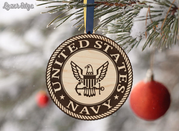 United States Navy Seal Ornament – Crafted from Cherry or Maple Wood