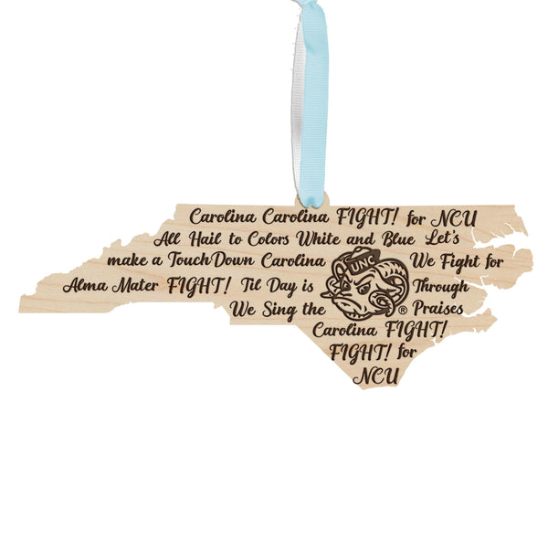 University of North Carolina Chapel Hill Fight Song Ornament – Crafted from Cherry and Maple Wood – UNC Tar Heels