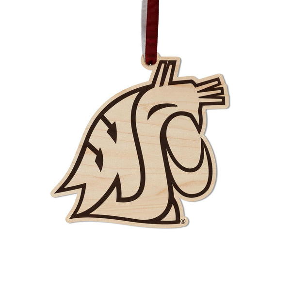Washington State University Cougar Ornament – Crafted from Cherry and Maple Wood – Washington State Cougars