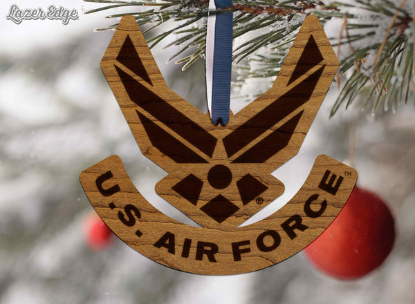 United States Air Force Emblem Ornament – Crafted from Cherry or Maple Wood