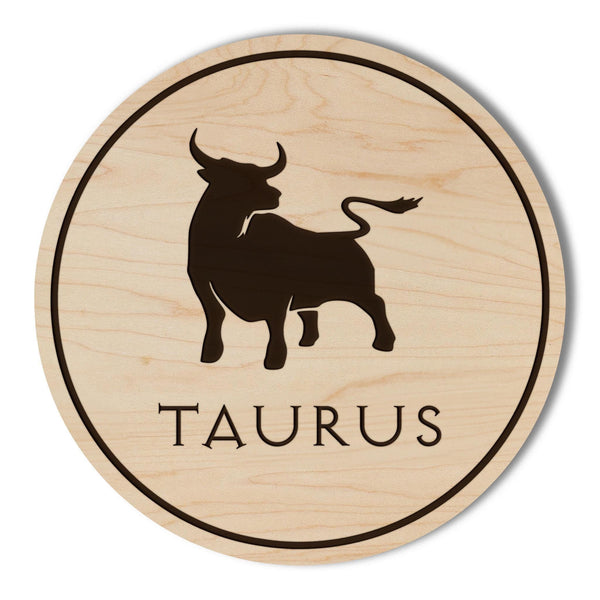 Taurus Symbol Zodiac Coaster – Crafted from Cherry or Maple Wood