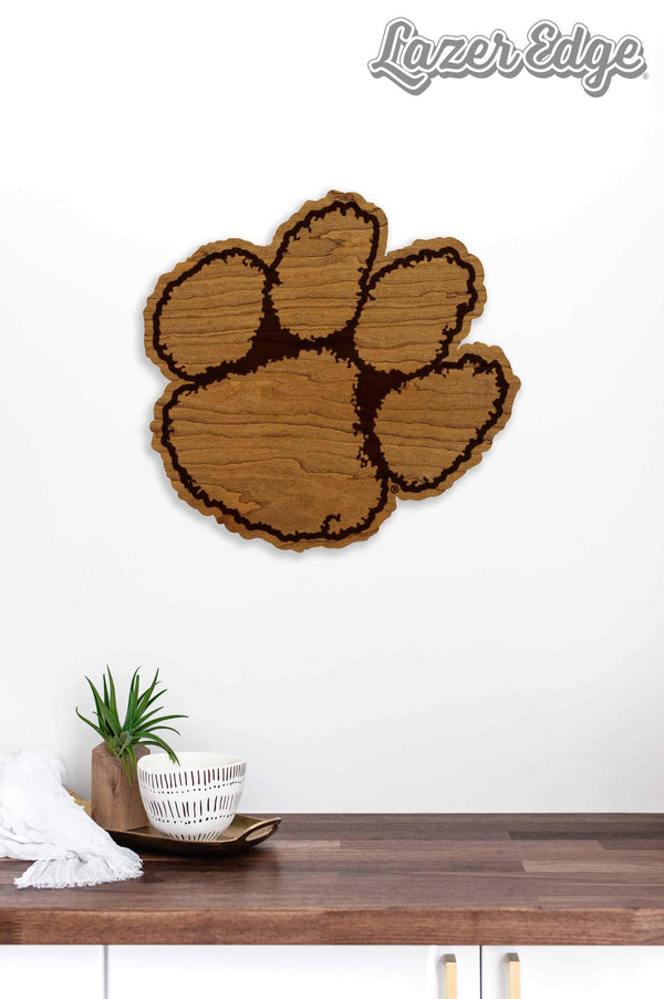 Clemson University Tiger Paw Wall Hanging - Crafted from Cherry or Maple Wood - Clemson Tigers