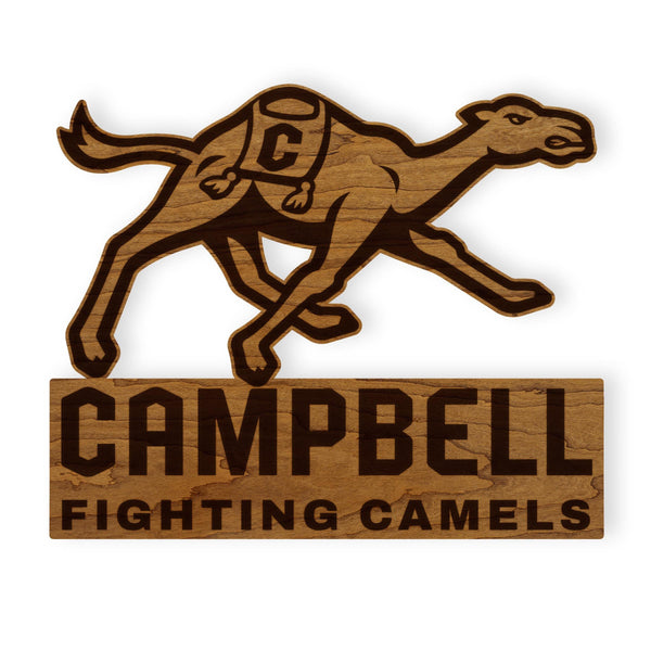 Campbell University Fighting Camels Wall Hanging - Crafted from Cherry or Maple Wood - Campbell Camels
