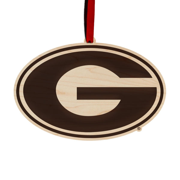 University of Georgia Athletic Logo Ornament - Crafted from Cherry or Maple Wood - Georgia Bulldogs