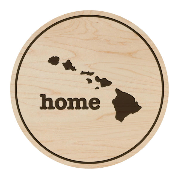 Hawaii Home State Map Coaster - Crafted from Cherry or Maple Wood