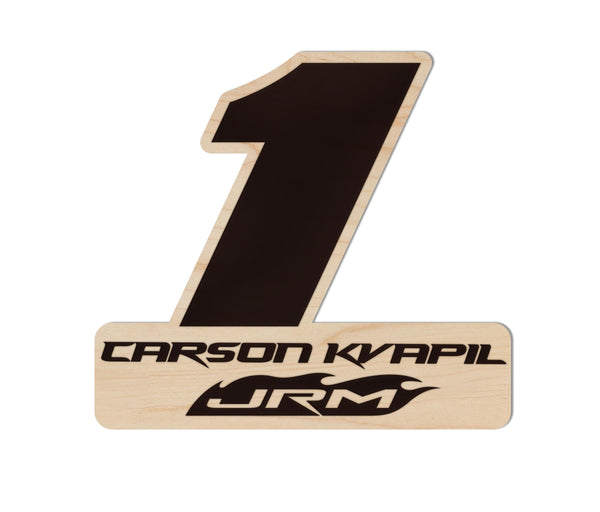 Carson Kvapil #1 Wooden Magnet | Crafted from Cherry and Maple Wood | Made in USA | Officially Licensed by JR Motorsport